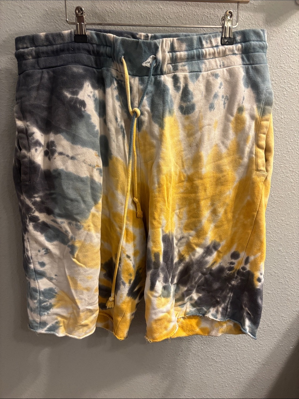 Forever 21 Tie-Dye Athletic Shorts in Yellow, Gray, Blue